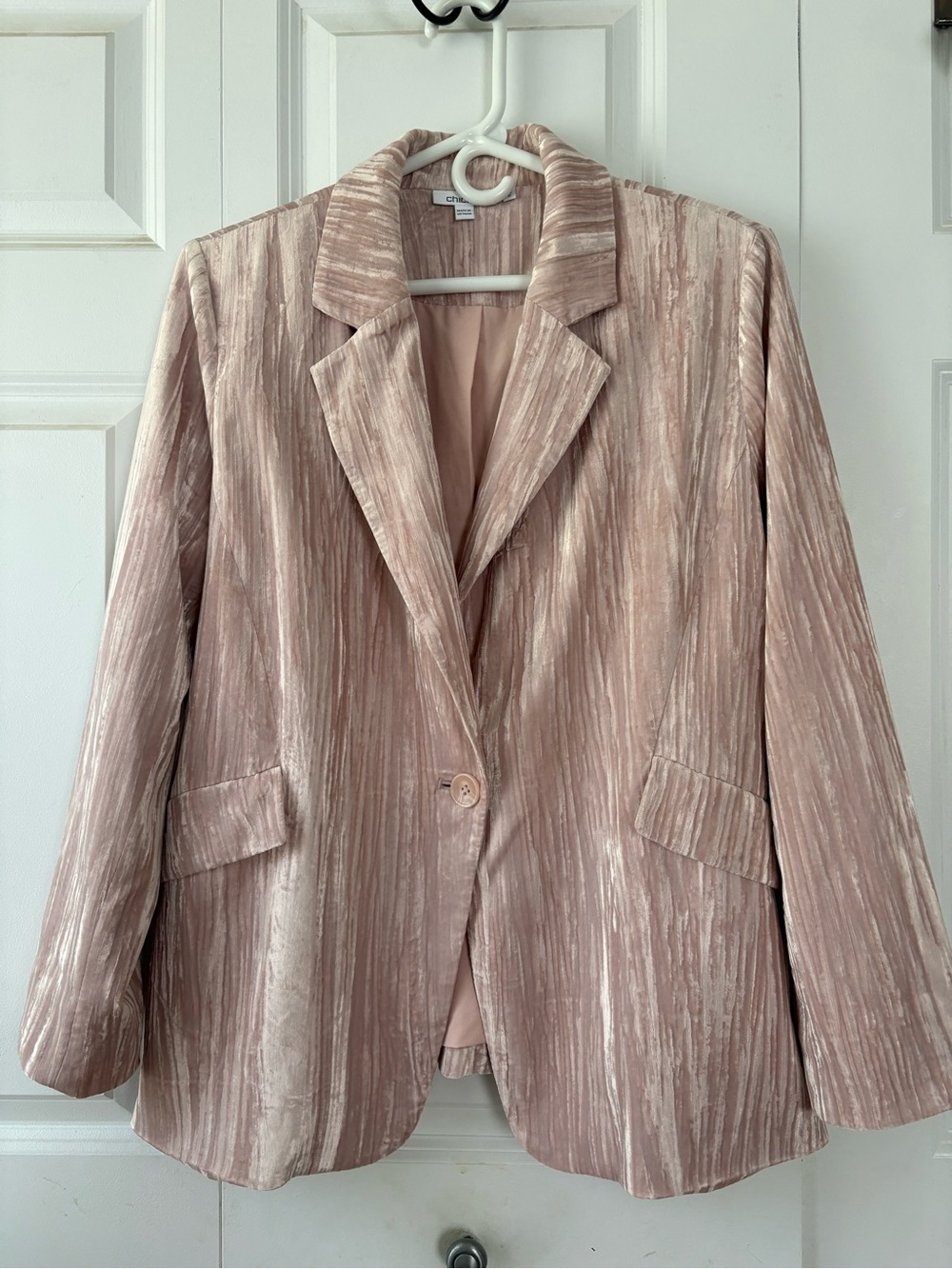 Chico’s blush pink velour jacket